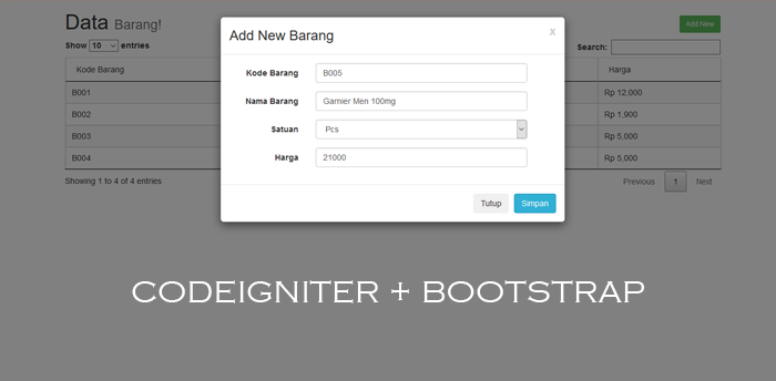  Inputkan data ke database dengan codeigniter + modal bootstrap